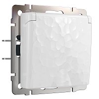 Розетка с заземлением без рамки Werkel Hammer 1-м. крышка шторки IP44 белый